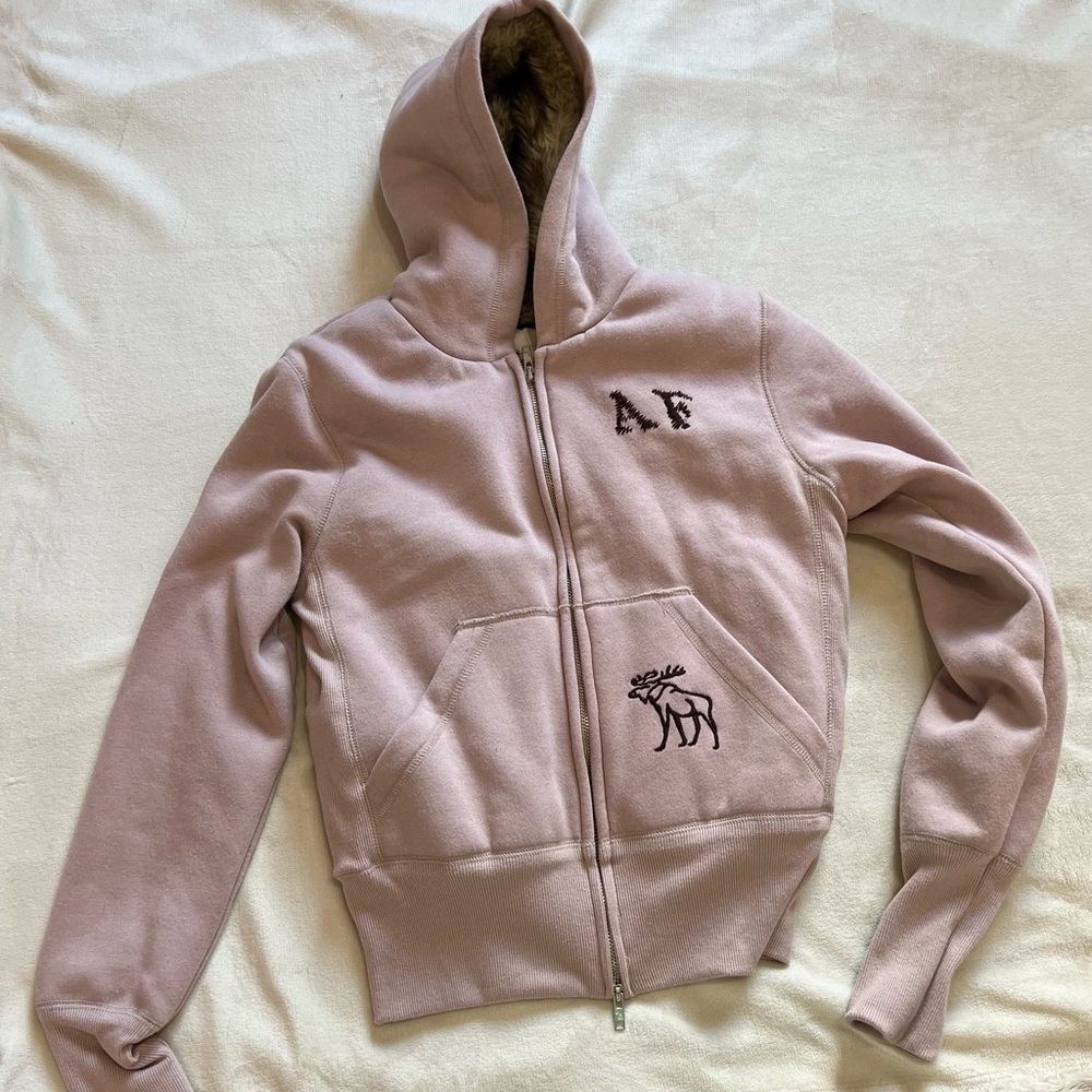 Light pink abercrombie and fitch fur jacket